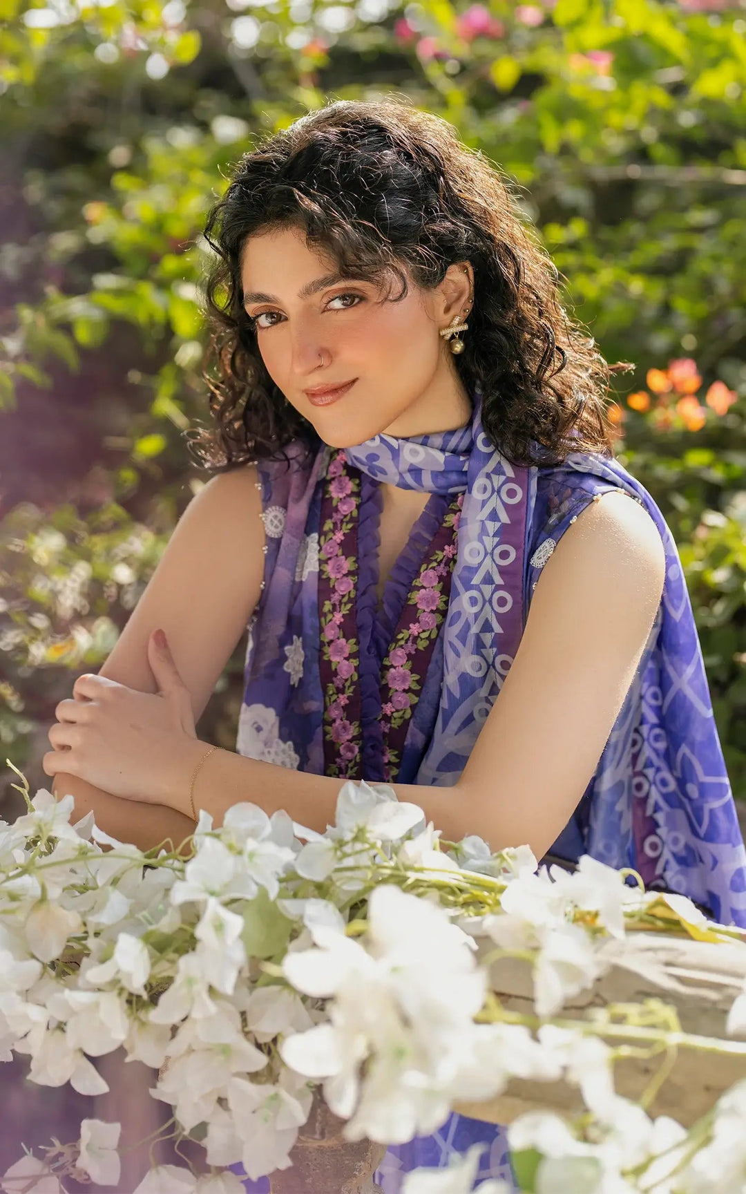 Chikankari digital printed lawn