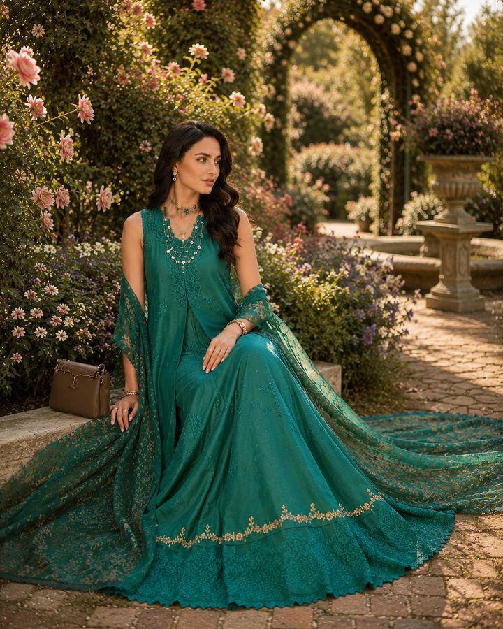 3 piece unstitched lawn embroidered suit