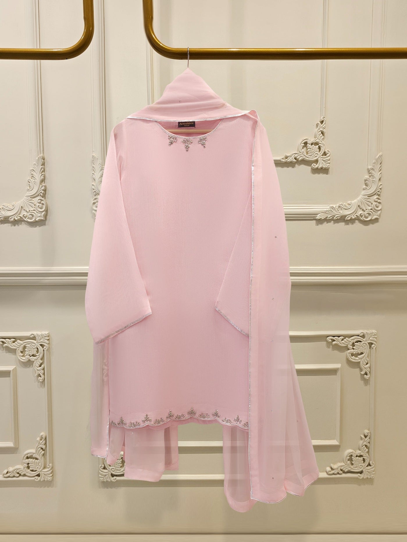 3 Piece - Pure Embroidered Cotton Net Suit