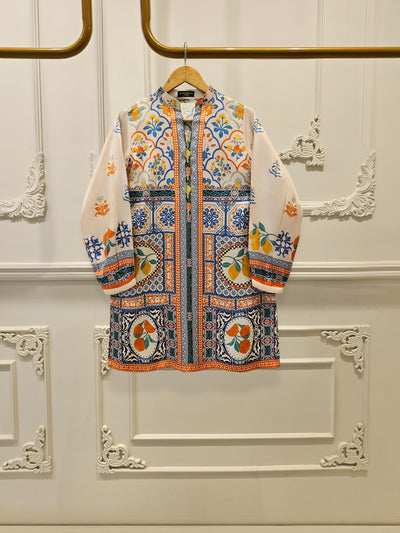 2 Piece- Printed Silk Co-ord Set