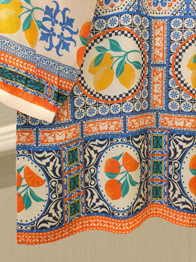 2 Piece- Printed Silk Co-ord Set
