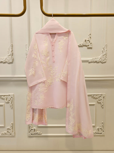 3 Piece - Pure Embroidered Cotton Net Suit