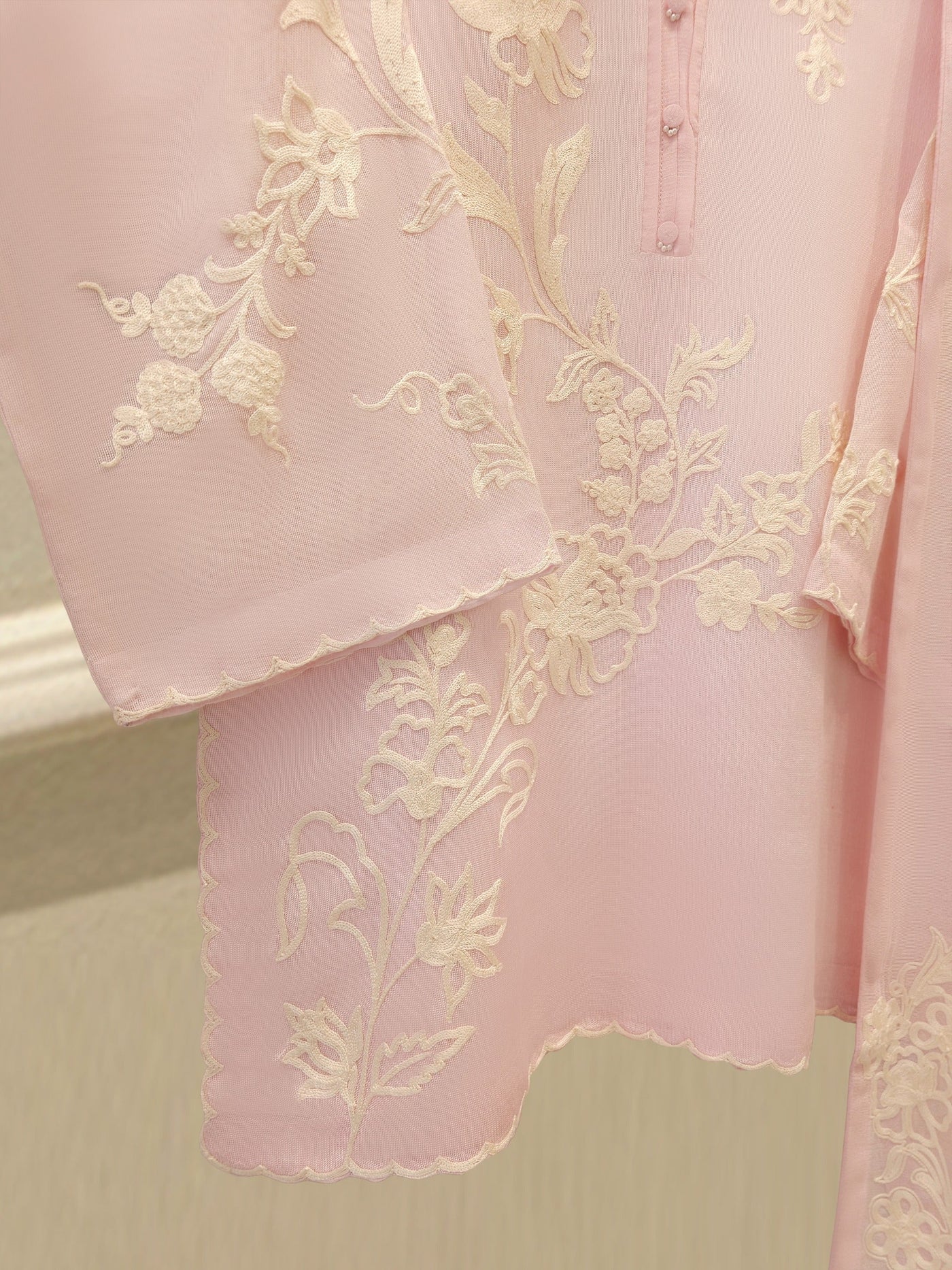 3 Piece - Pure Embroidered Cotton Net Suit