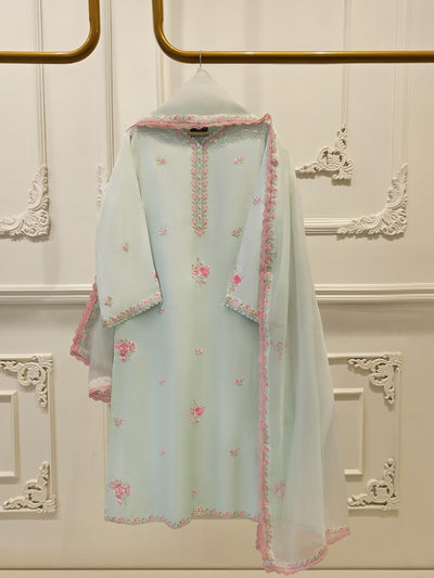 3 Piece- Pure Korean Silk Embroidered Suit