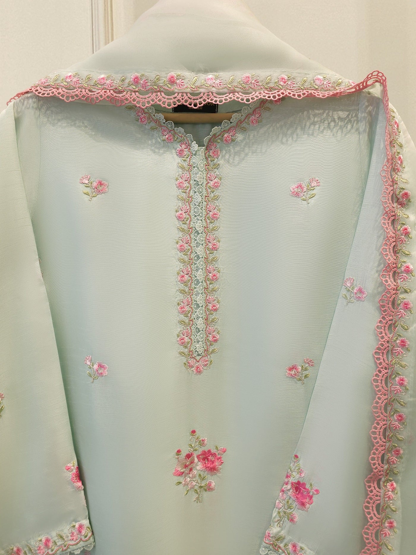 3 Piece- Pure Korean Silk Embroidered Suit