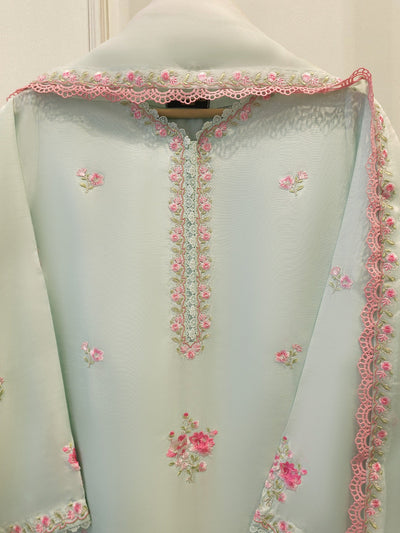 3 Piece- Pure Korean Silk Embroidered Suit