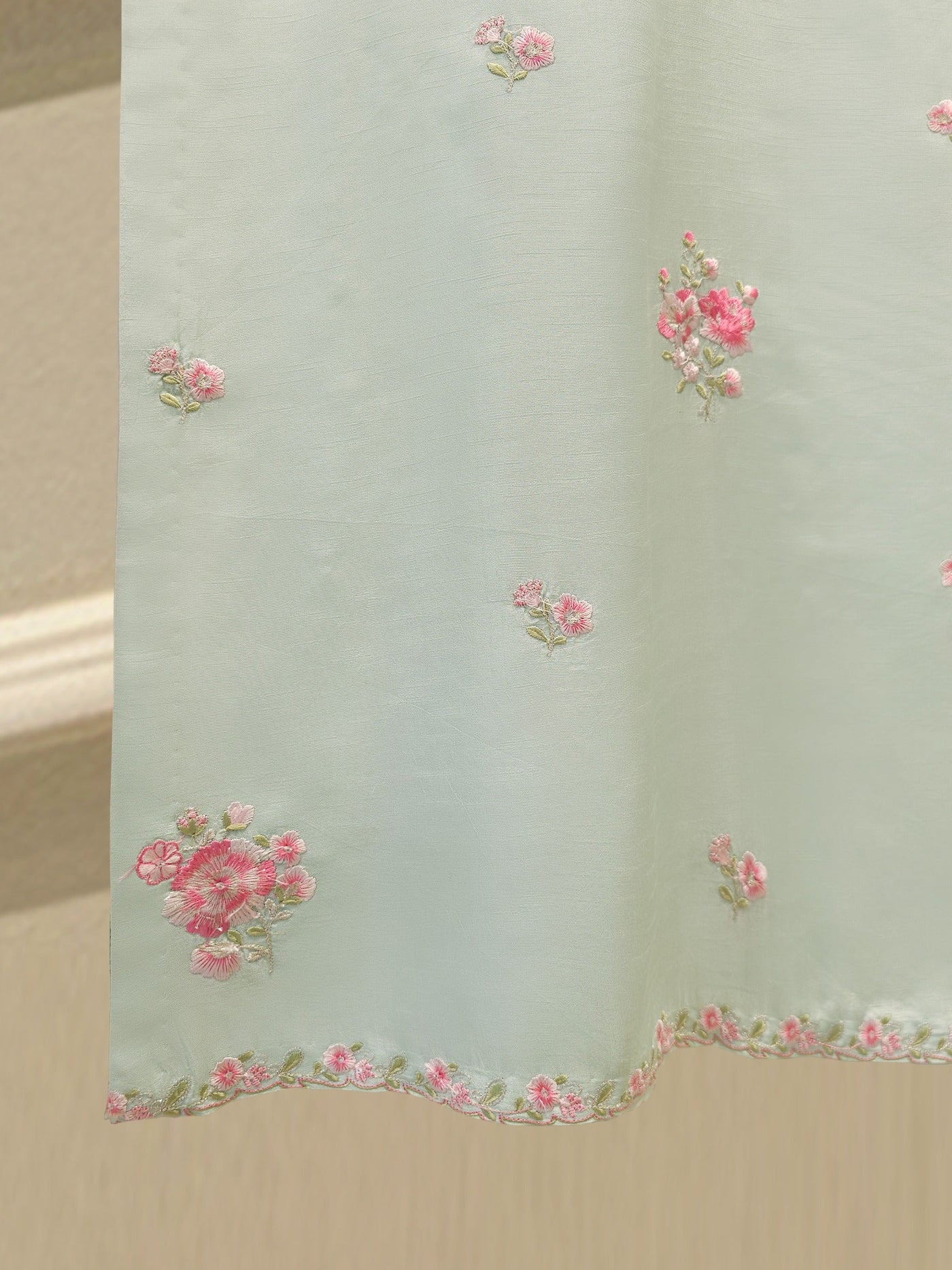 3 Piece- Pure Korean Silk Embroidered Suit