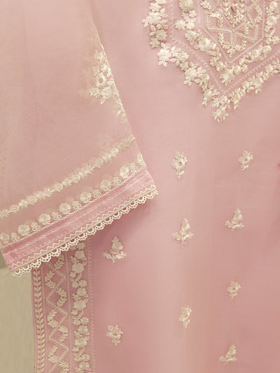 3 Piece - Pure Organza Embroidered Suit