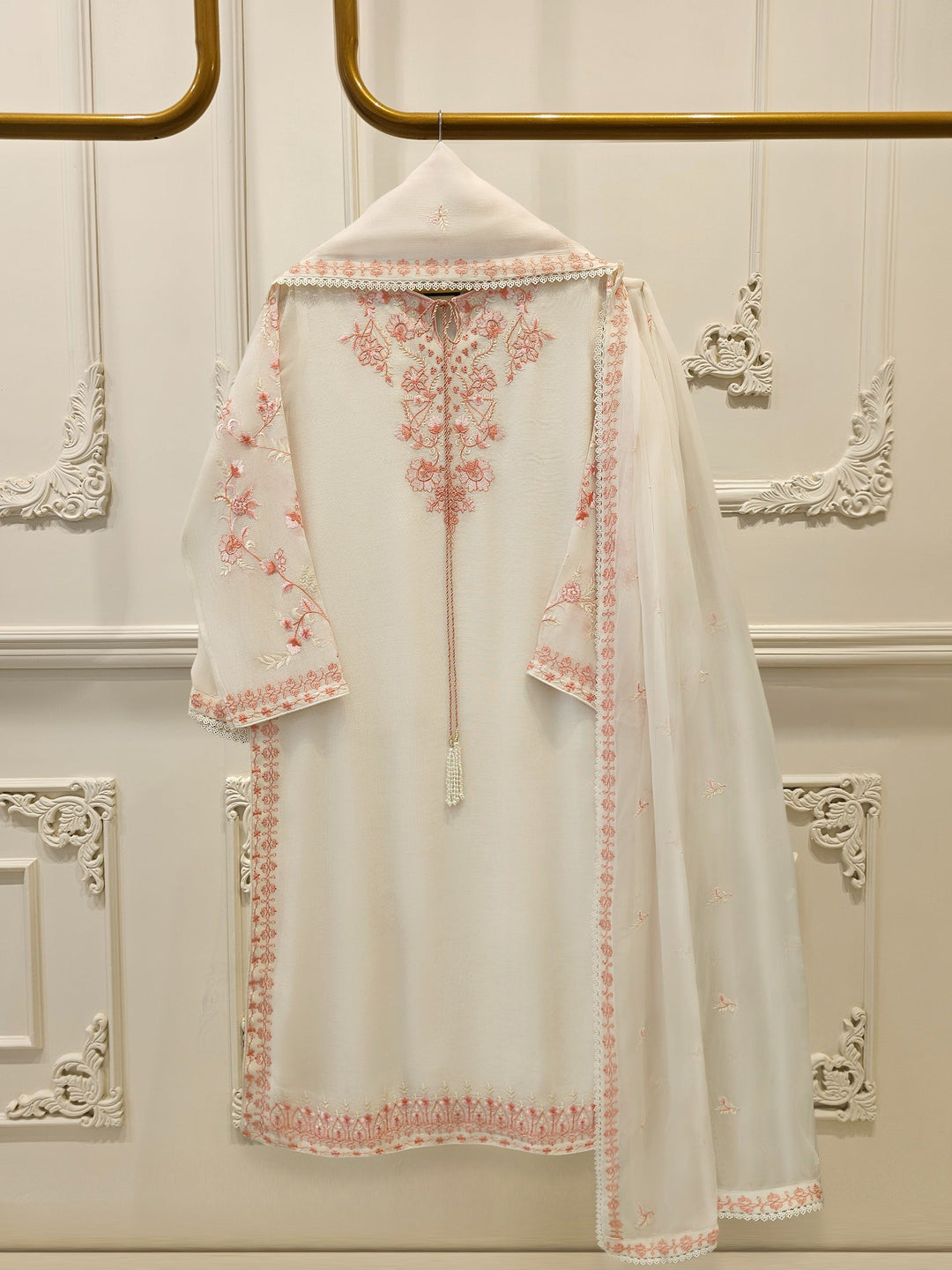 3 Piece - Pure Embroidered Cotton Net Suit