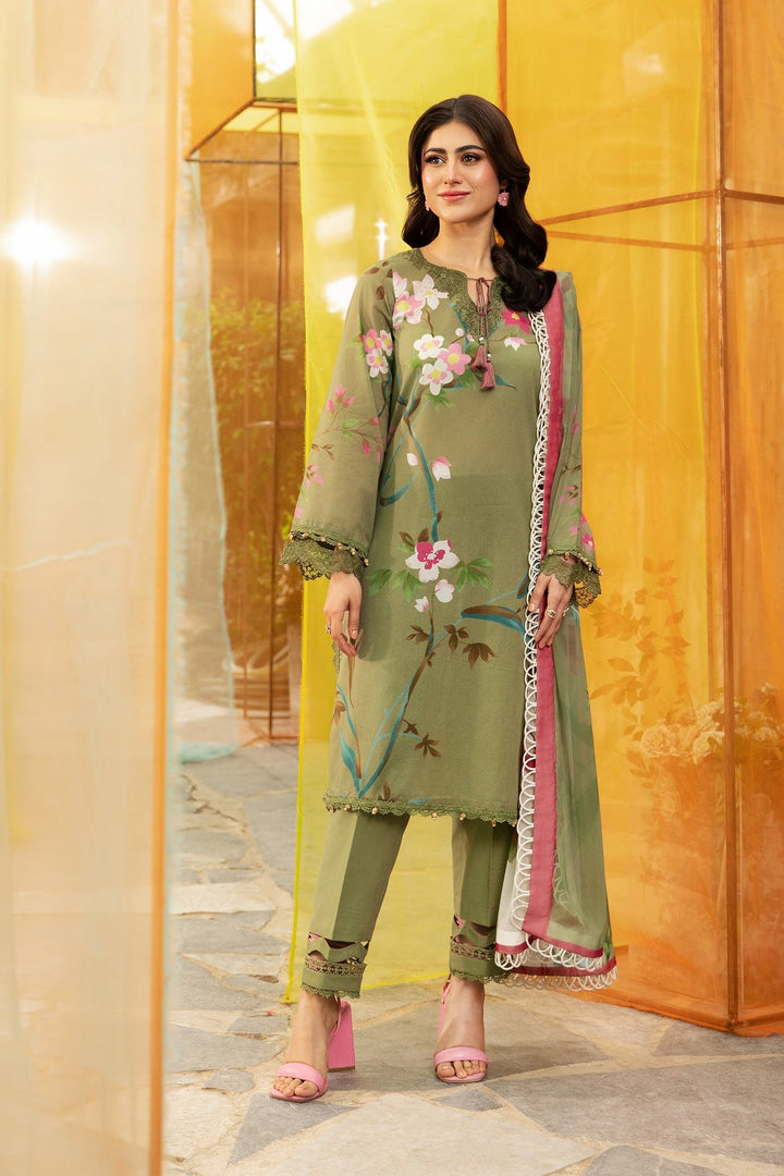 3 Pc Unstitched Embroidered Lawn Suit