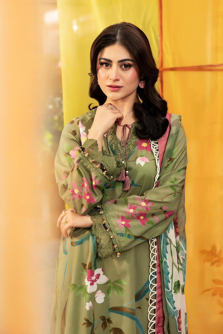 3 Pc Unstitched Embroidered Lawn Suit