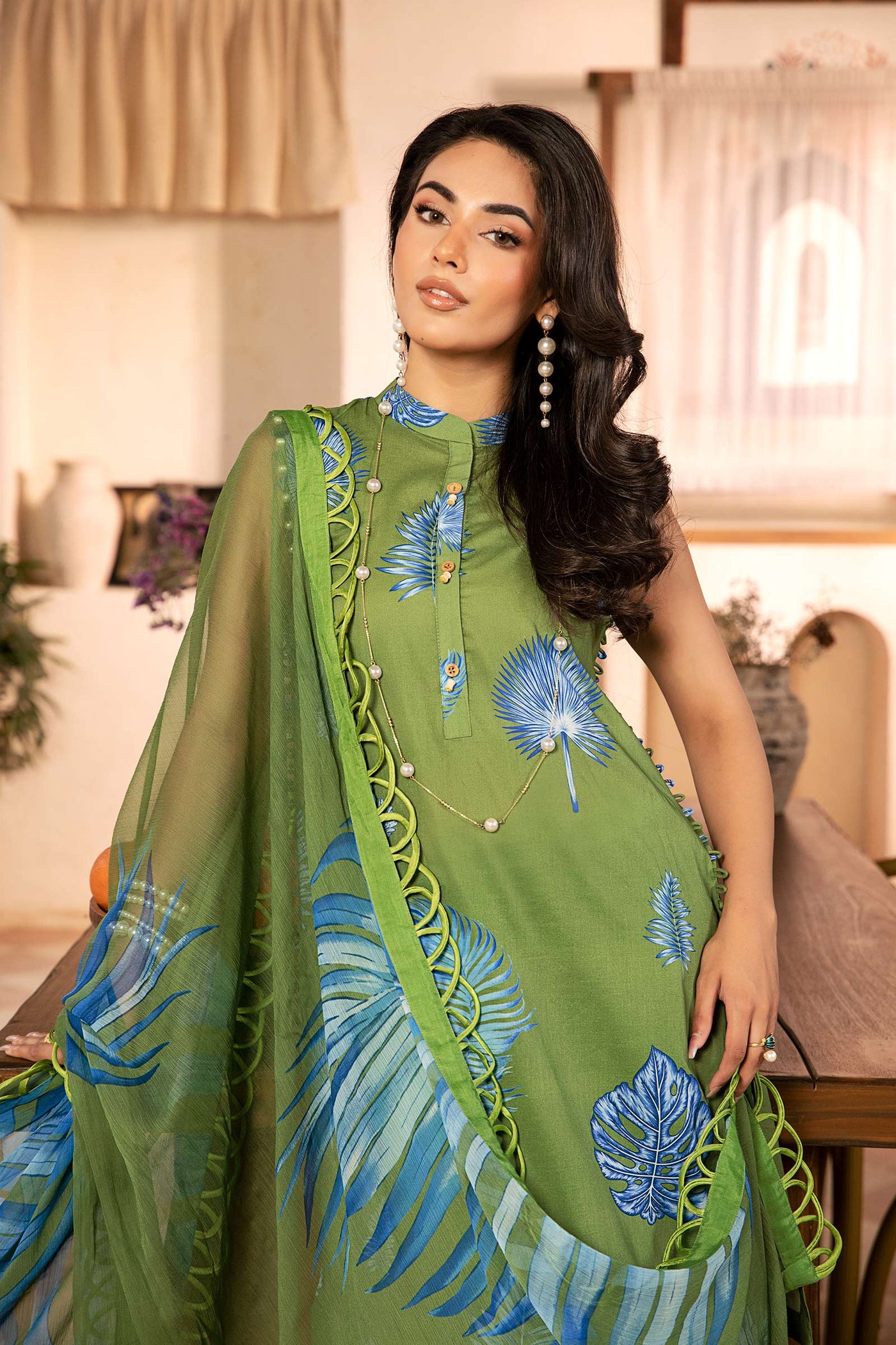 3 Pc Unstitched Embroidered Lawn Suit