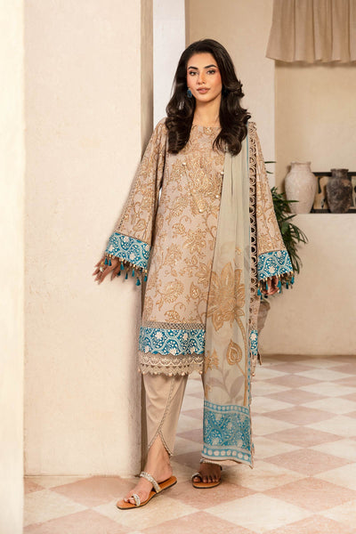 3 Pc Unstitched Embroidered Slub Lawn Suit