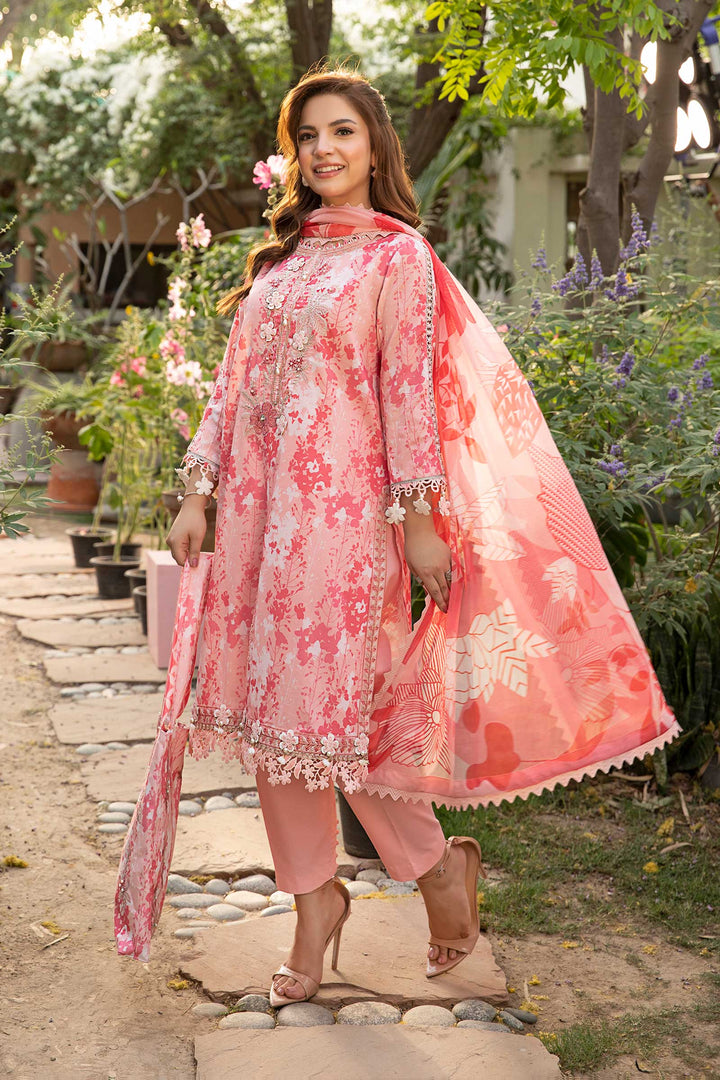 3 Pc Unstitched Embroidered Slub Lawn Suit