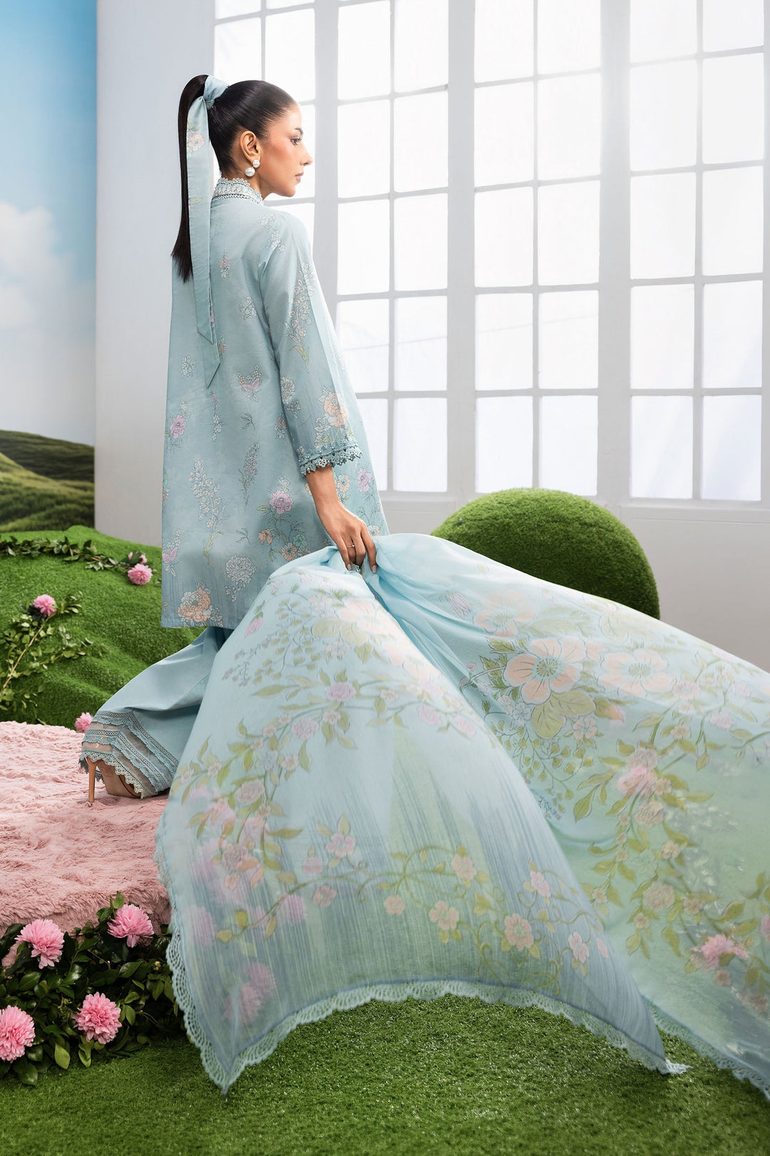 3 Pc Unstitched Embroidered Lawn Suit