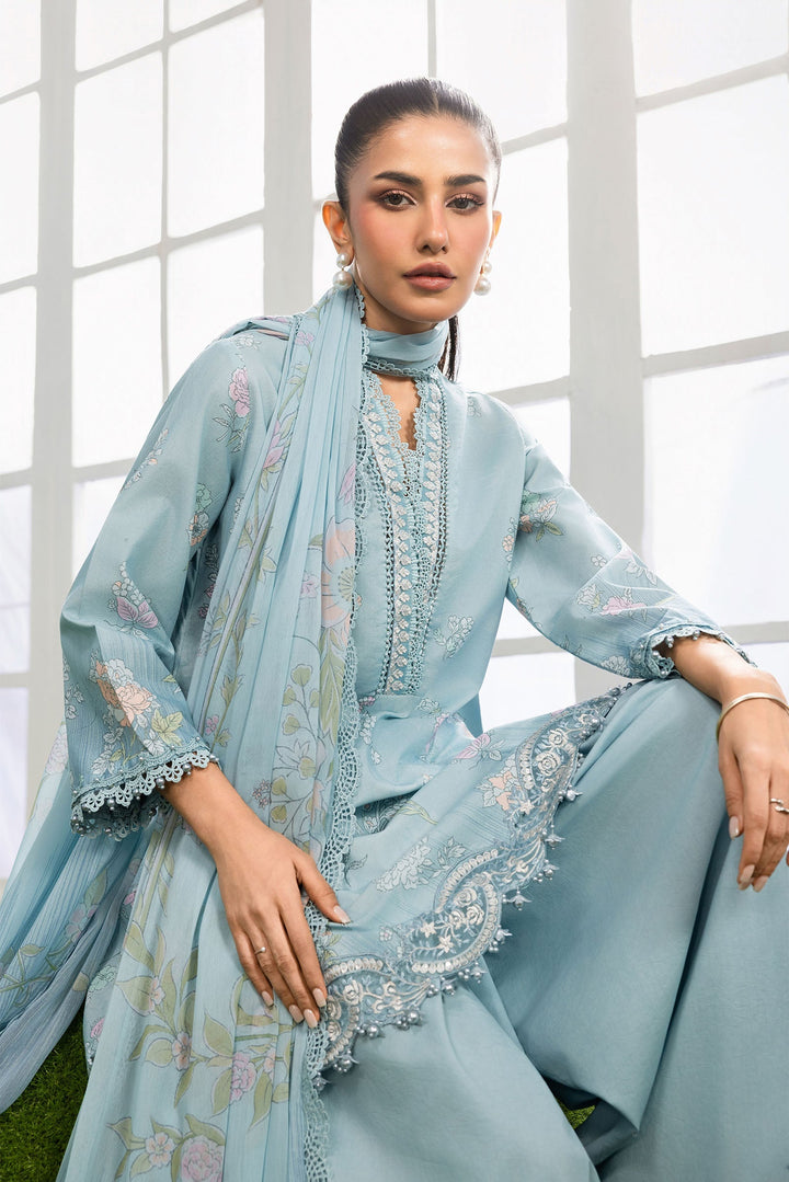 3 Pc Unstitched Embroidered Lawn Suit