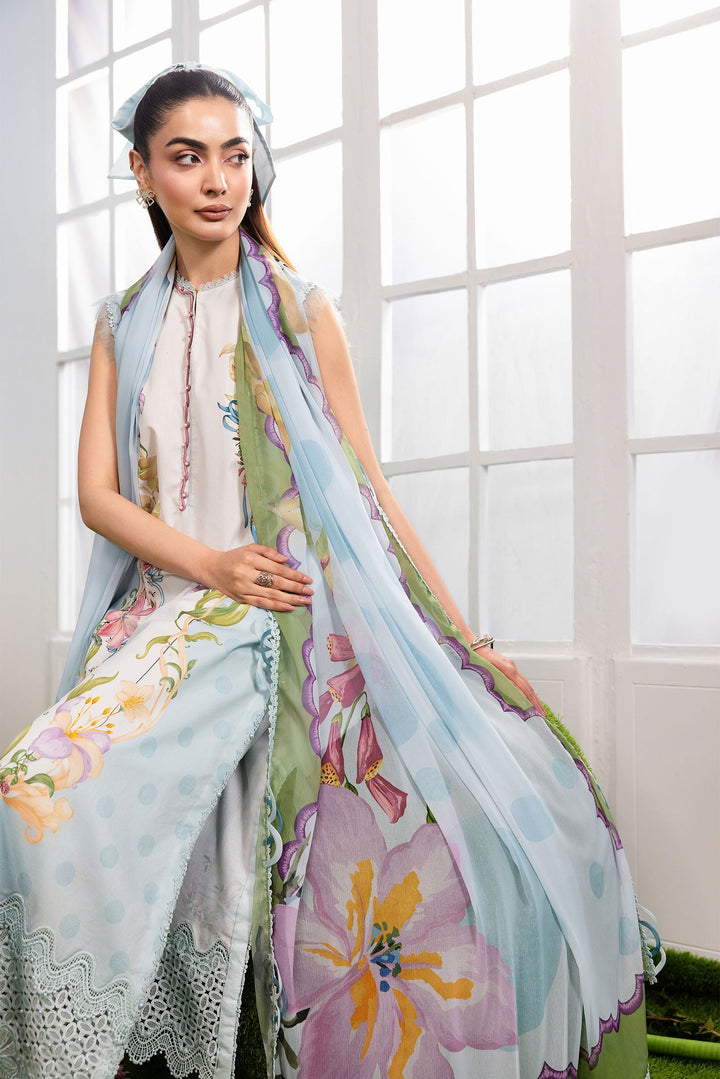 3 Pc Unstitched Embroidered Lawn Suit
