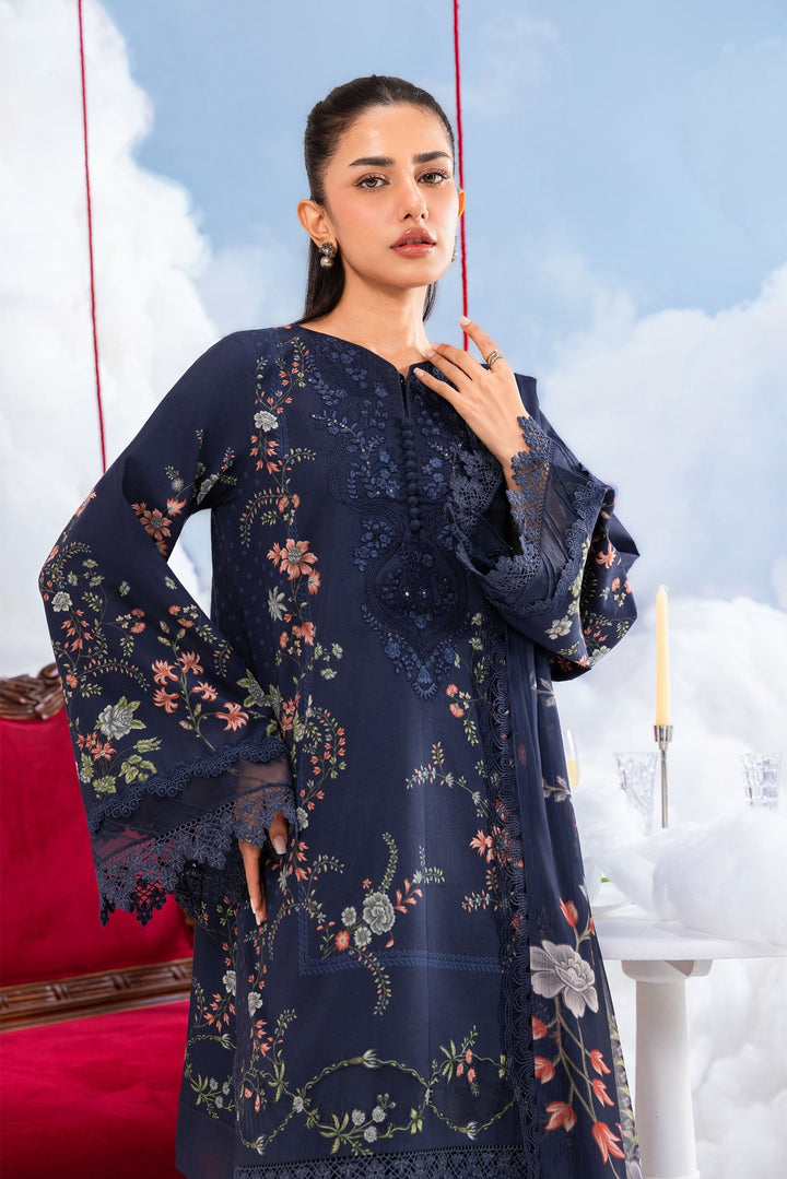 3 Pc Unstitched Embroidered Lawn Suit