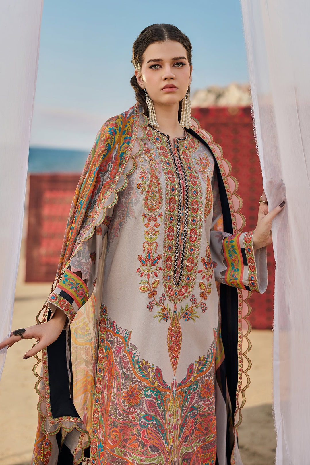 3-PC Unstitched Embroidered Swiss Collection