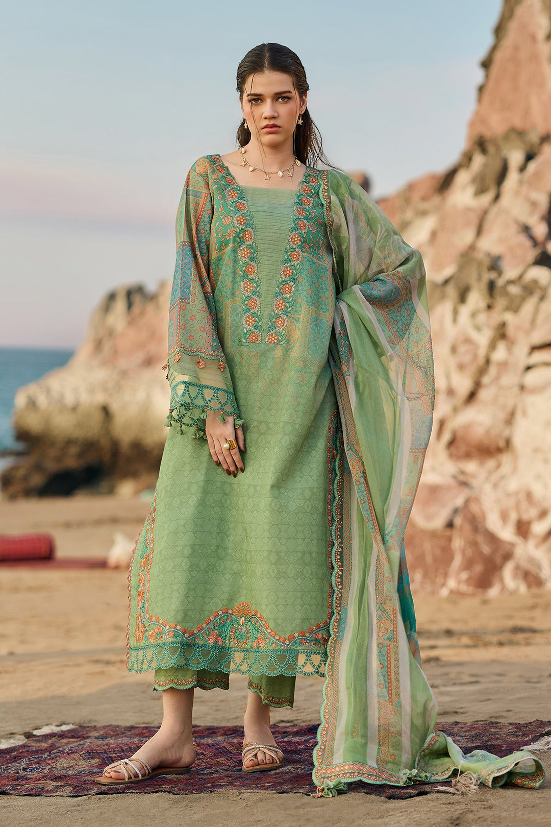 3-PC Unstitched Embroidered Swiss Collection