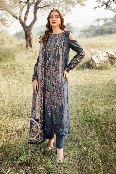 Maria.B M Print 3 Piece Unstitched Printed Linen Suit | MPT-2406-A