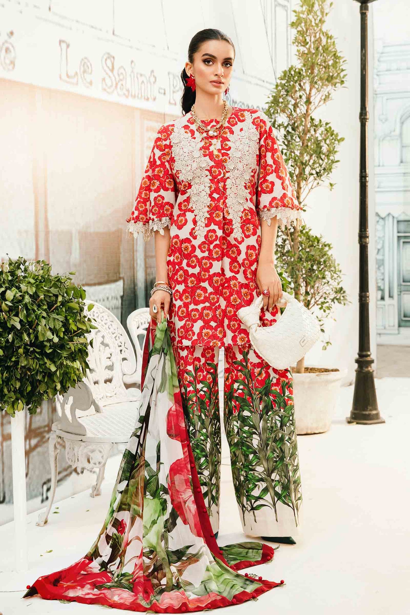 3 Piece Unstitched Embroidered Lawn Suit