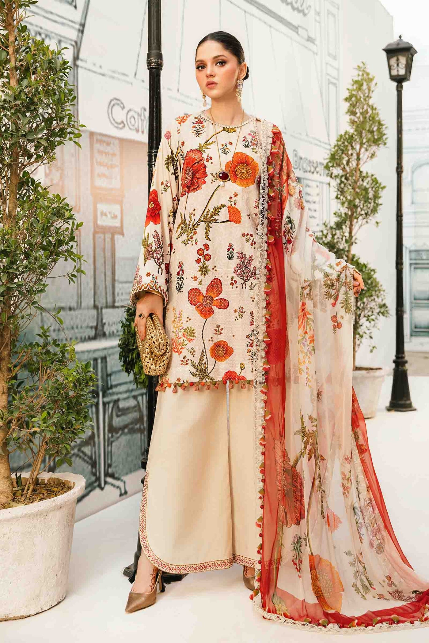 3 Piece Unstitched Embroidered Lawn Suit