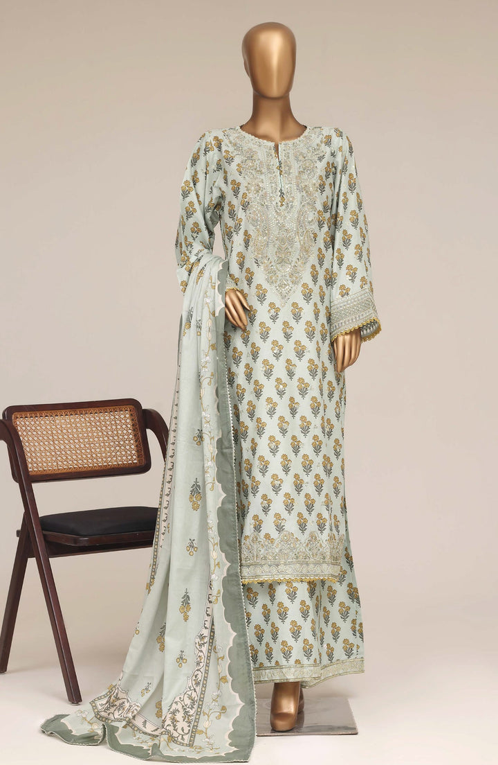 Embroidered Lawn Stitched 3 Piece Suit