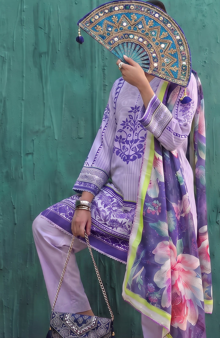 Mehar Embroidered Cotton Stitched 3 Piece Suit