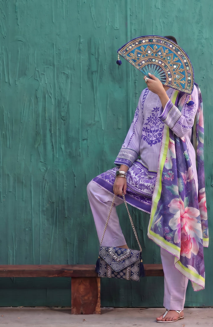 Mehar Embroidered Cotton Stitched 3 Piece Suit
