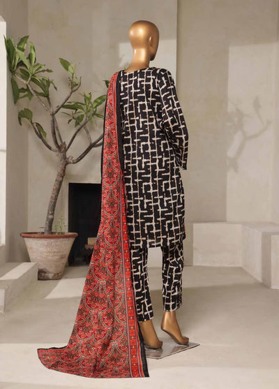 3 Piece Printed Stitched Suit