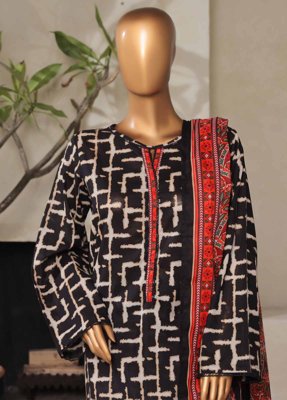 3 Piece Printed Stitched Suit