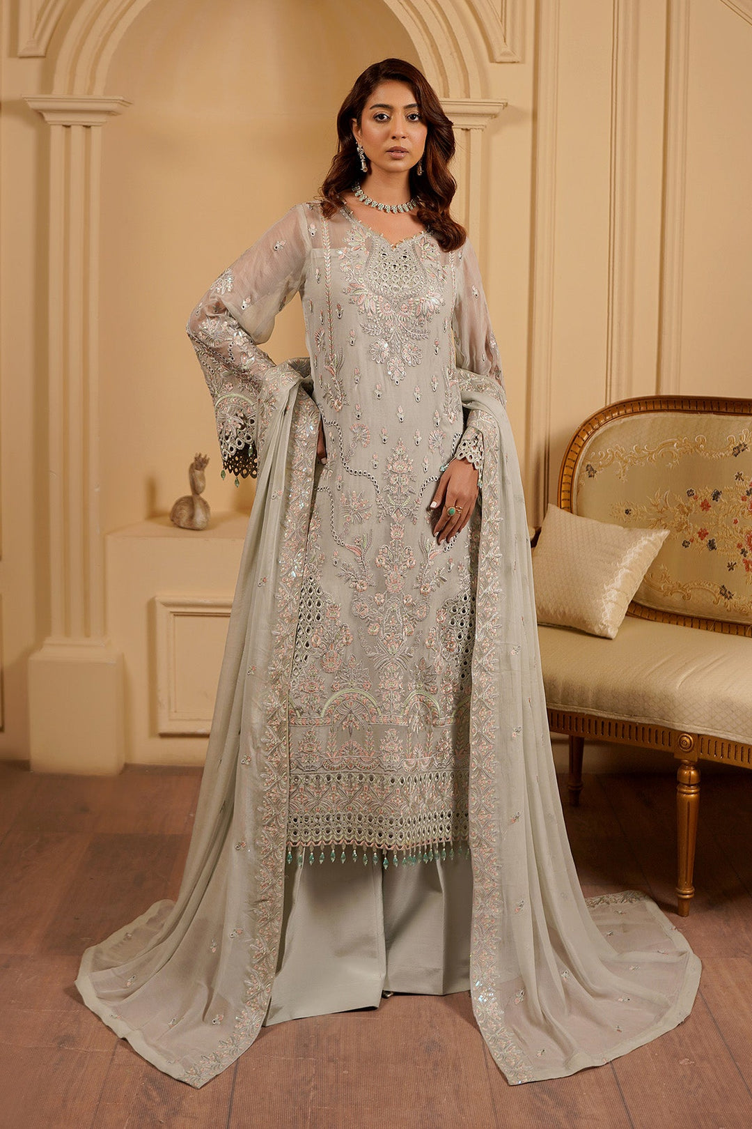 aarzu Unstitched Luxury Chiffon 3 Piece
