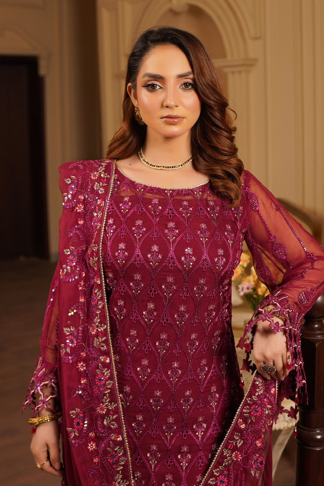 aarzu Unstitched Luxury Chiffon 3 Piece