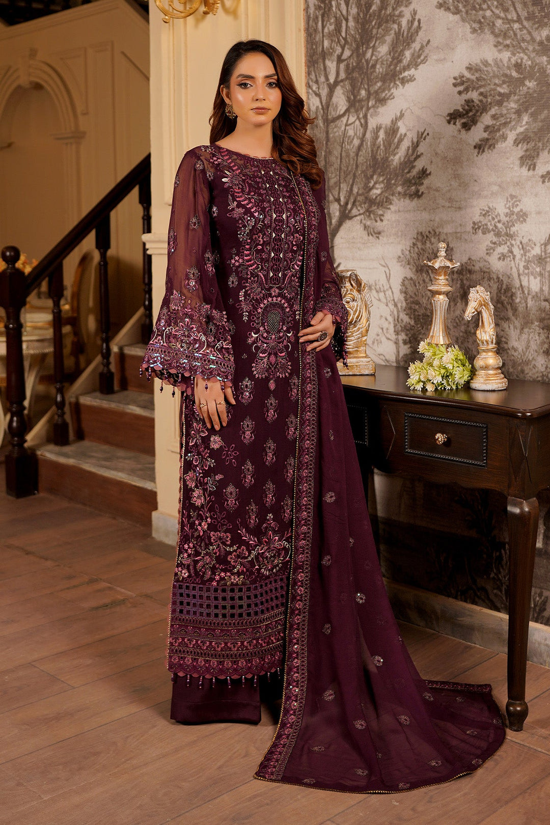 aarzu Unstitched Luxury Chiffon 3 Piece
