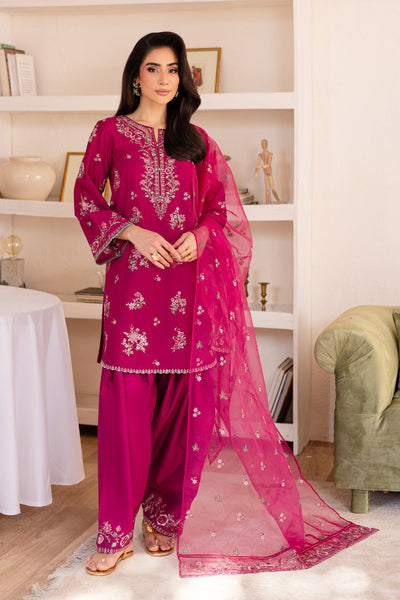 Rua 3Pc - Embroidered Solid Dress