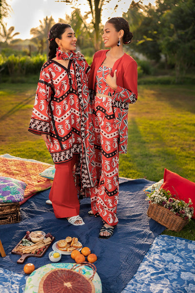 3 Pc Printed Silver Lawn