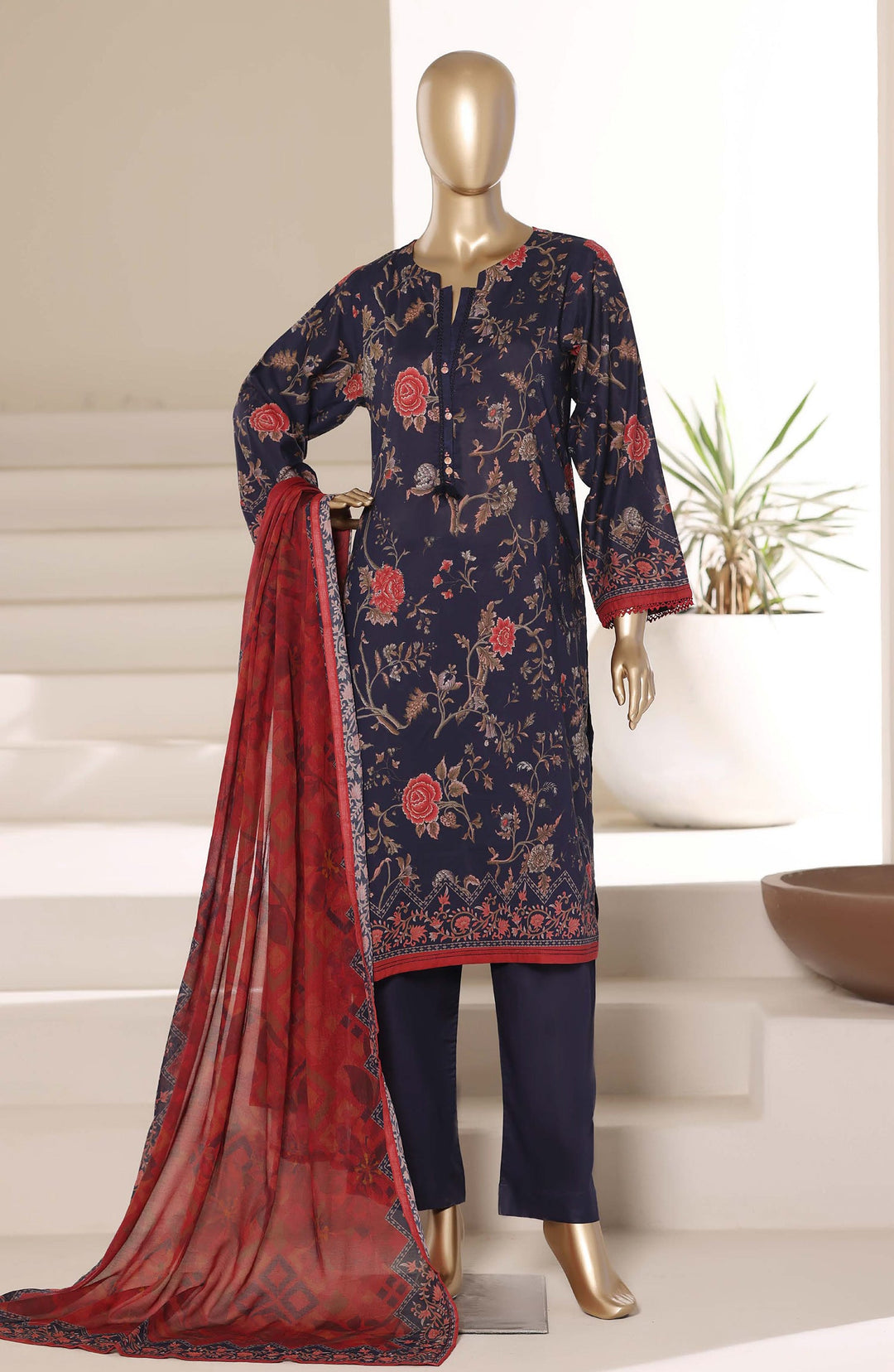 Printed Lawn Stitched 3 Piece Suit