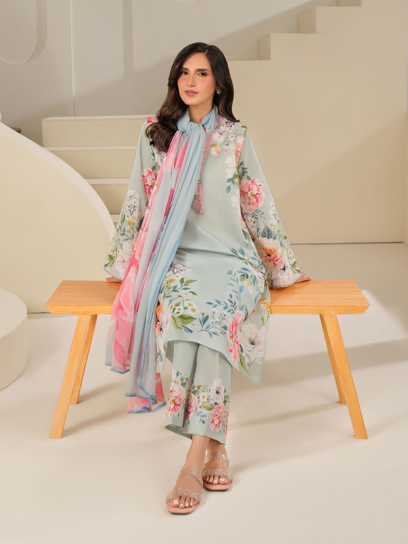 3 Piece Cambric Suit-Printed (Unstitched)