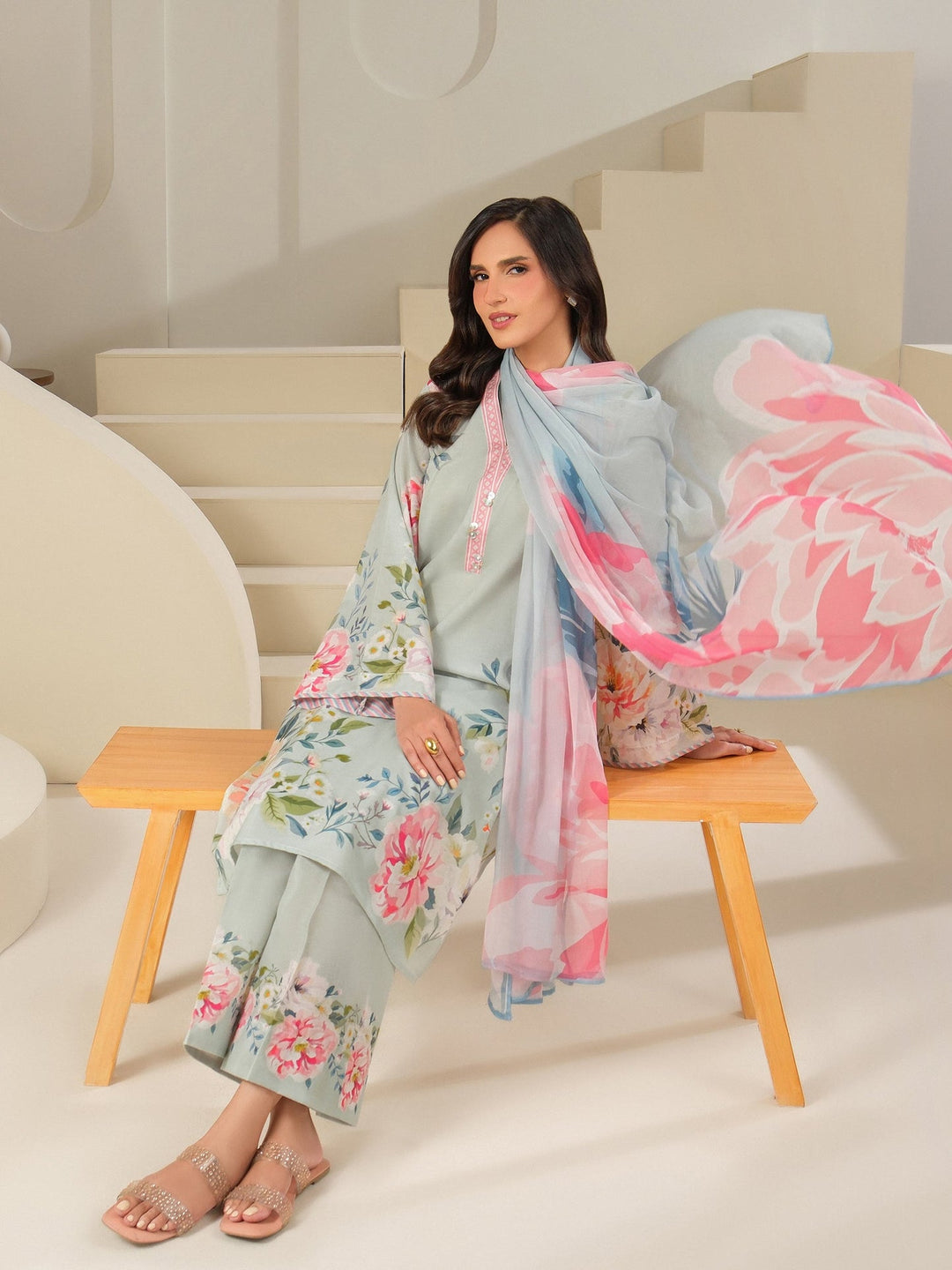 3 Piece Cambric Suit-Printed (Unstitched)