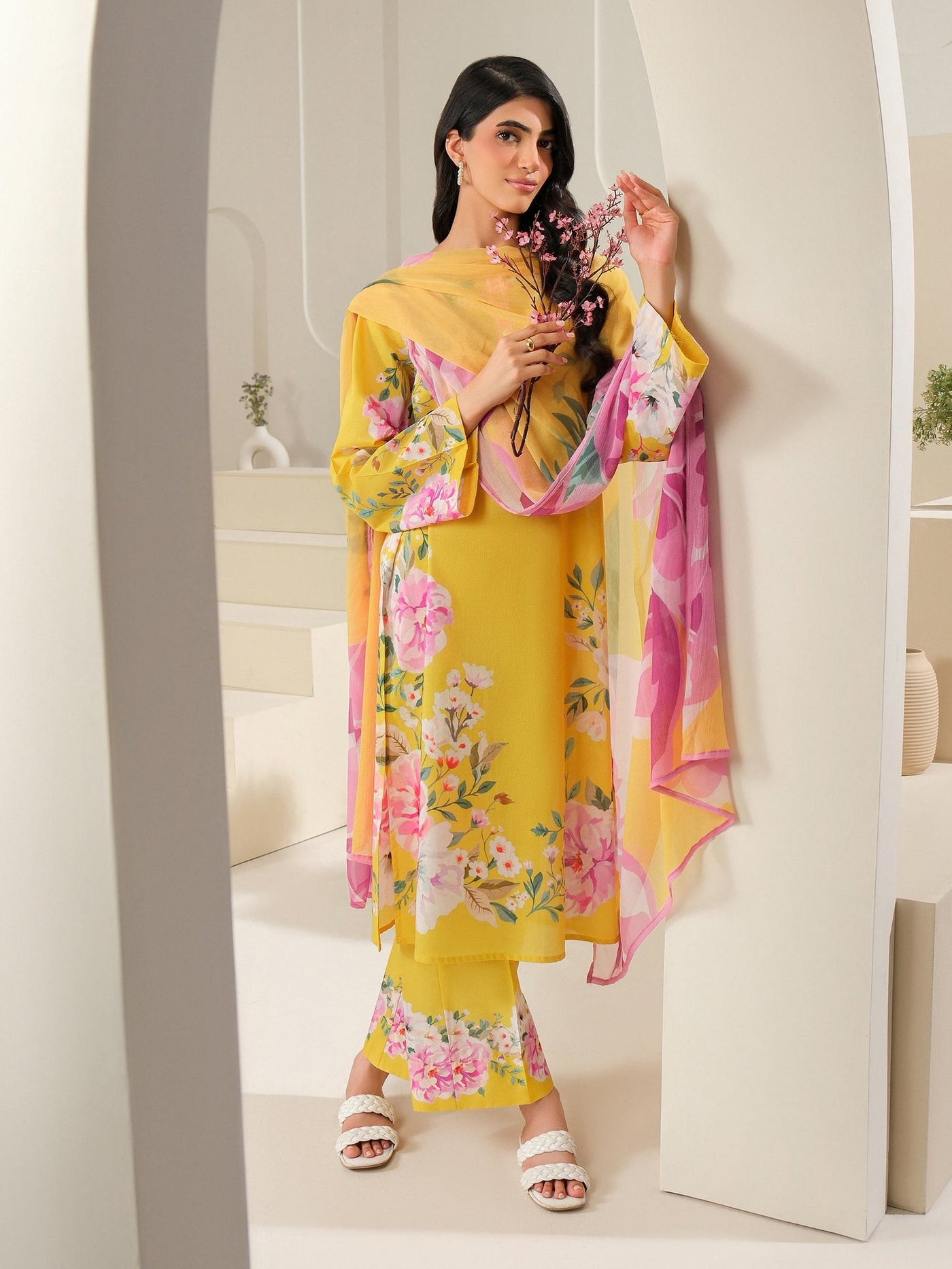 3 Piece Cambric Suit-Printed (Unstitched)