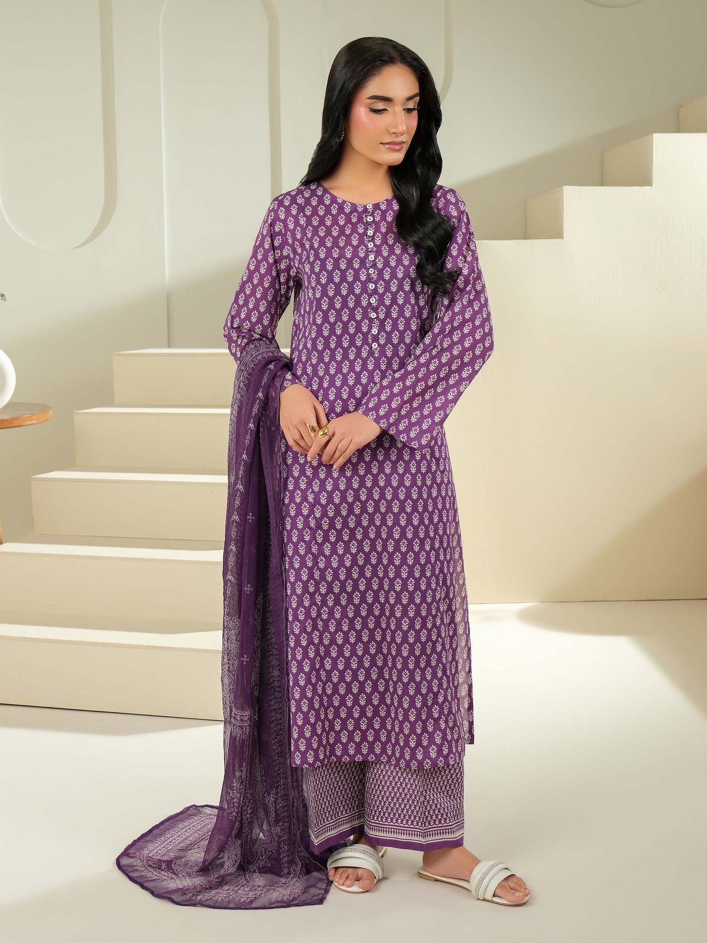 3 Piece Cambric Suit-Printed (Unstitched)