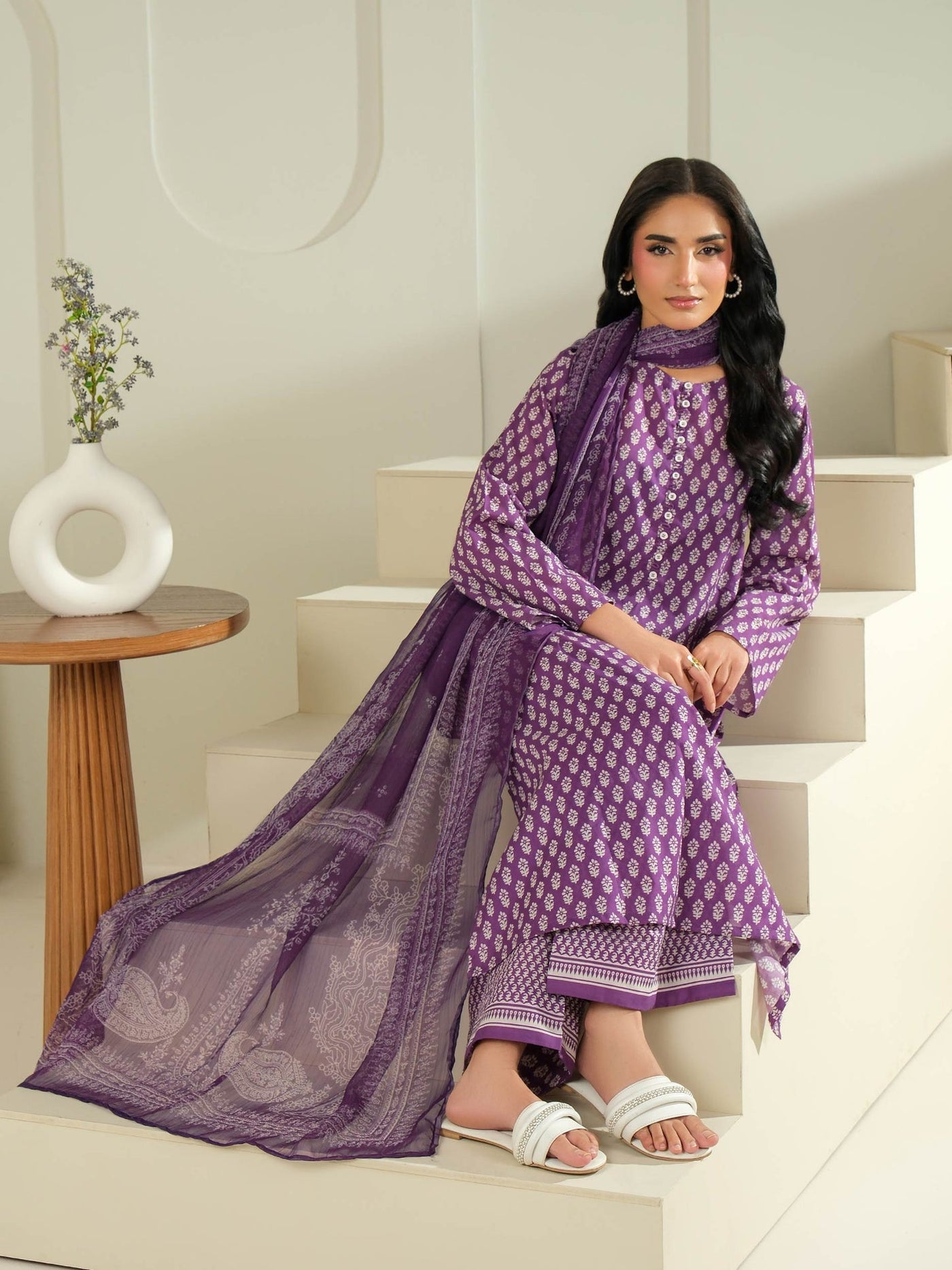 3 Piece Cambric Suit-Printed (Unstitched)