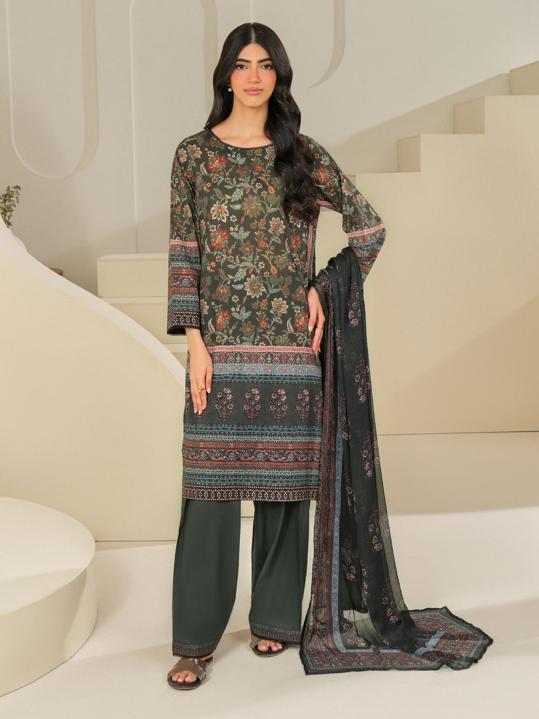 3 Piece Cambric Suit-Printed (Unstitched)