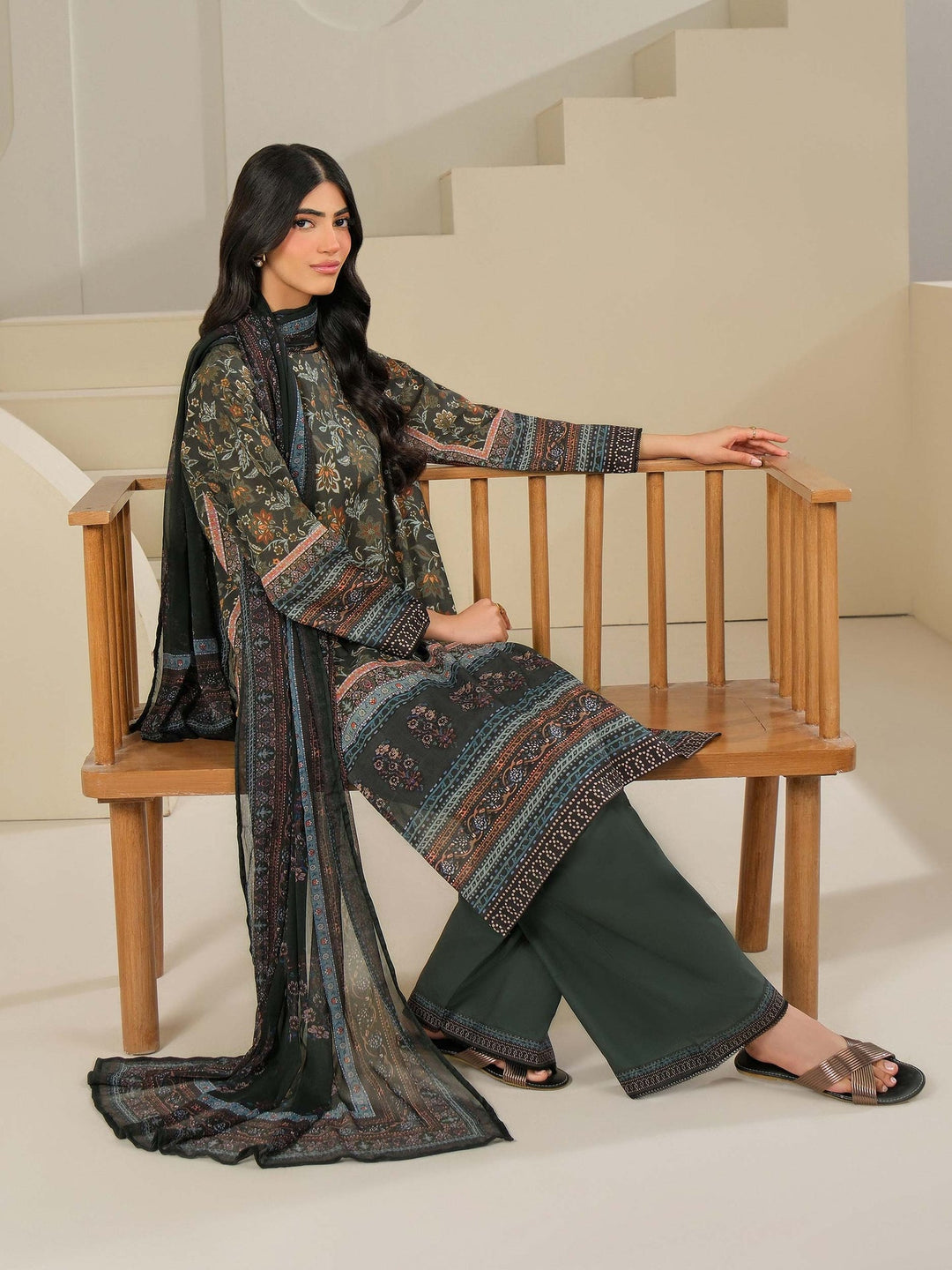 3 Piece Cambric Suit-Printed (Unstitched)