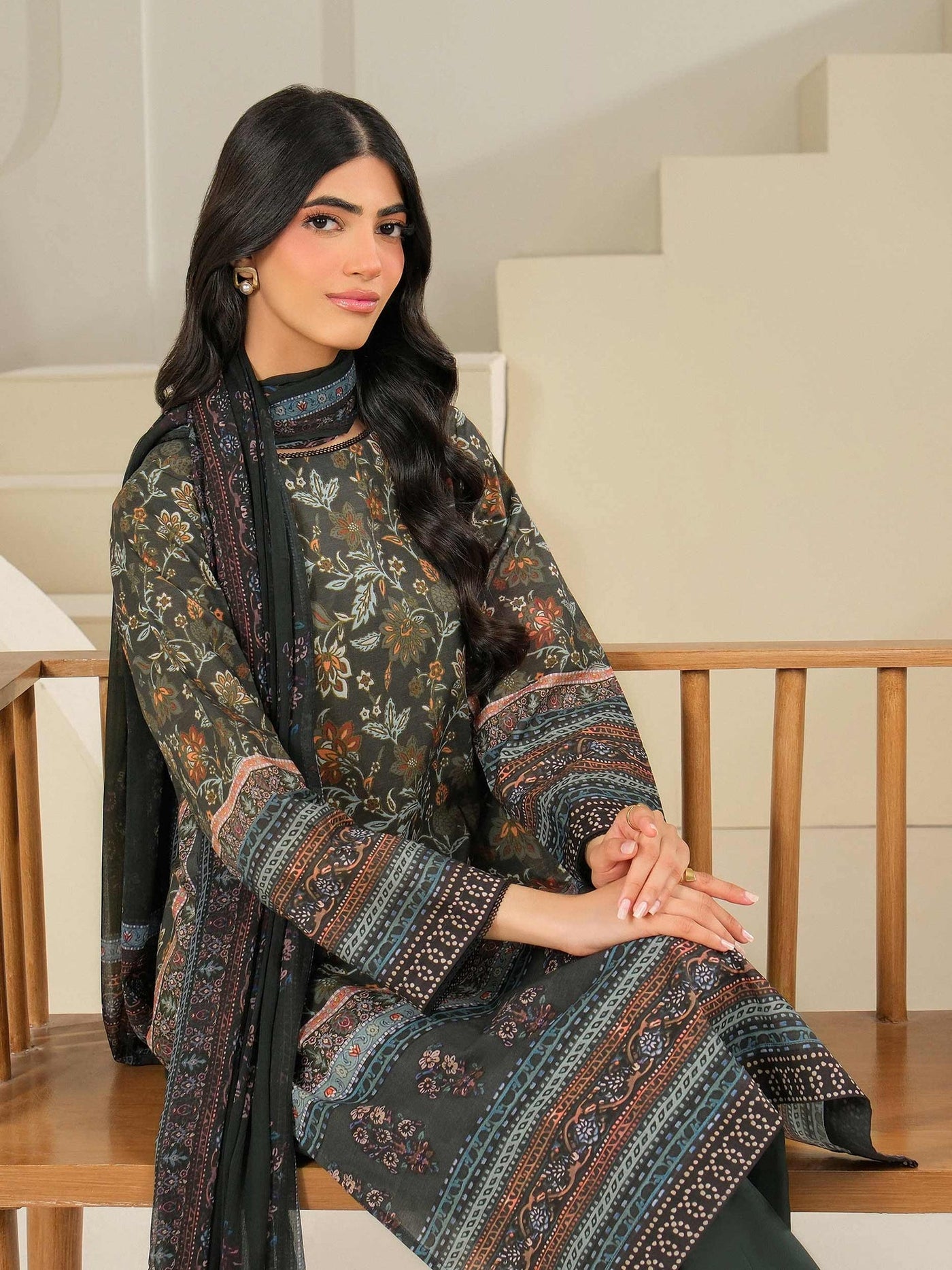 3 Piece Cambric Suit-Printed (Unstitched)