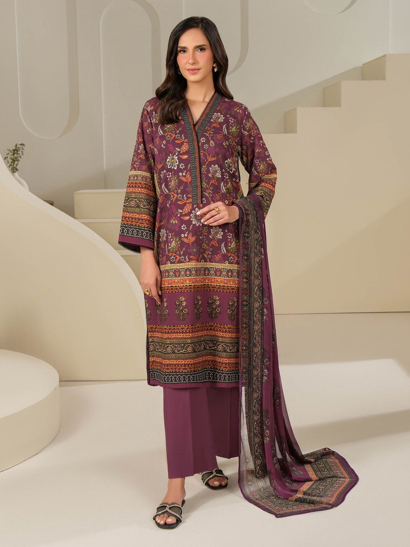 3 Piece Cambric Suit-Printed (Unstitched)