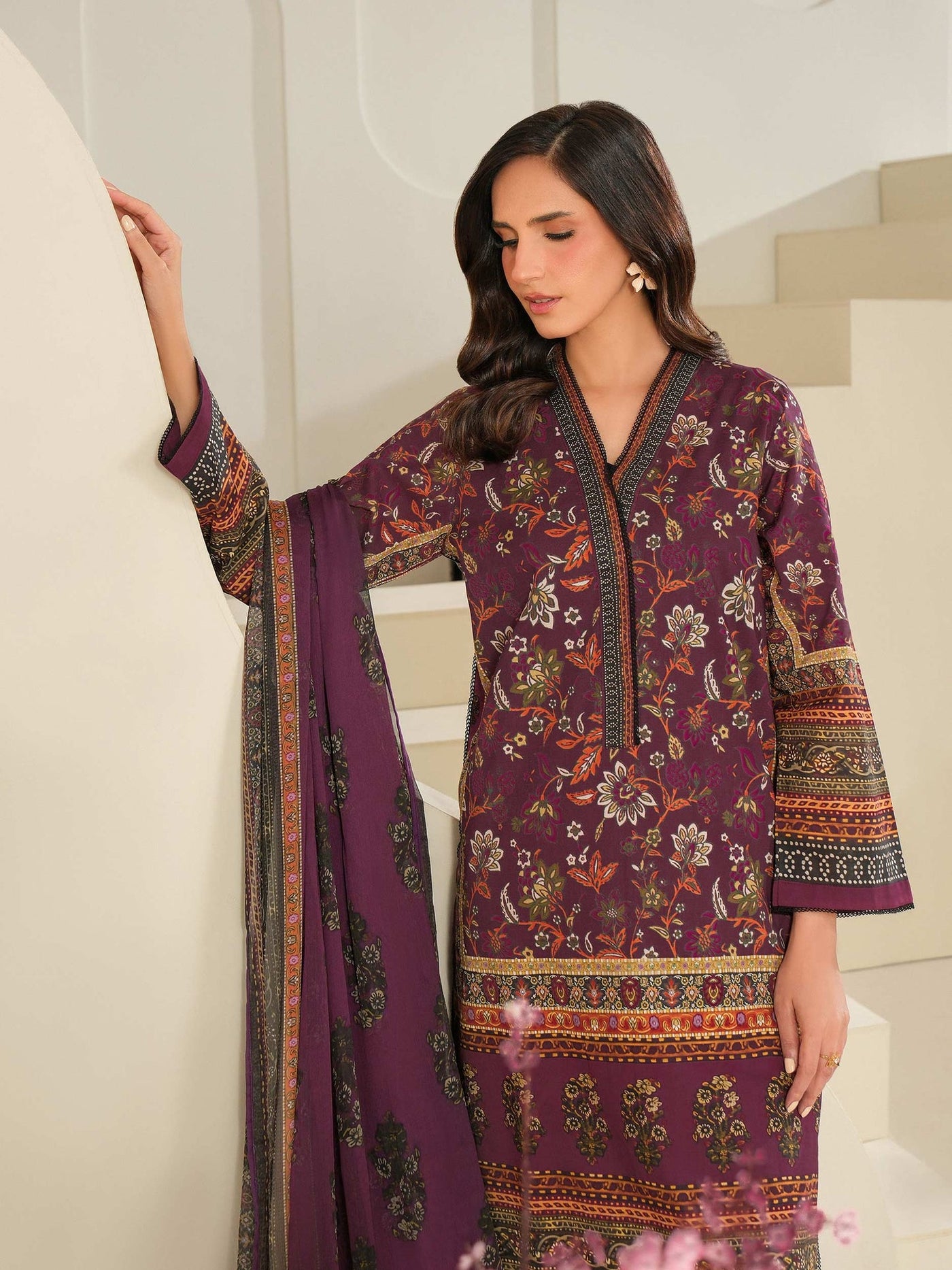 3 Piece Cambric Suit-Printed (Unstitched)