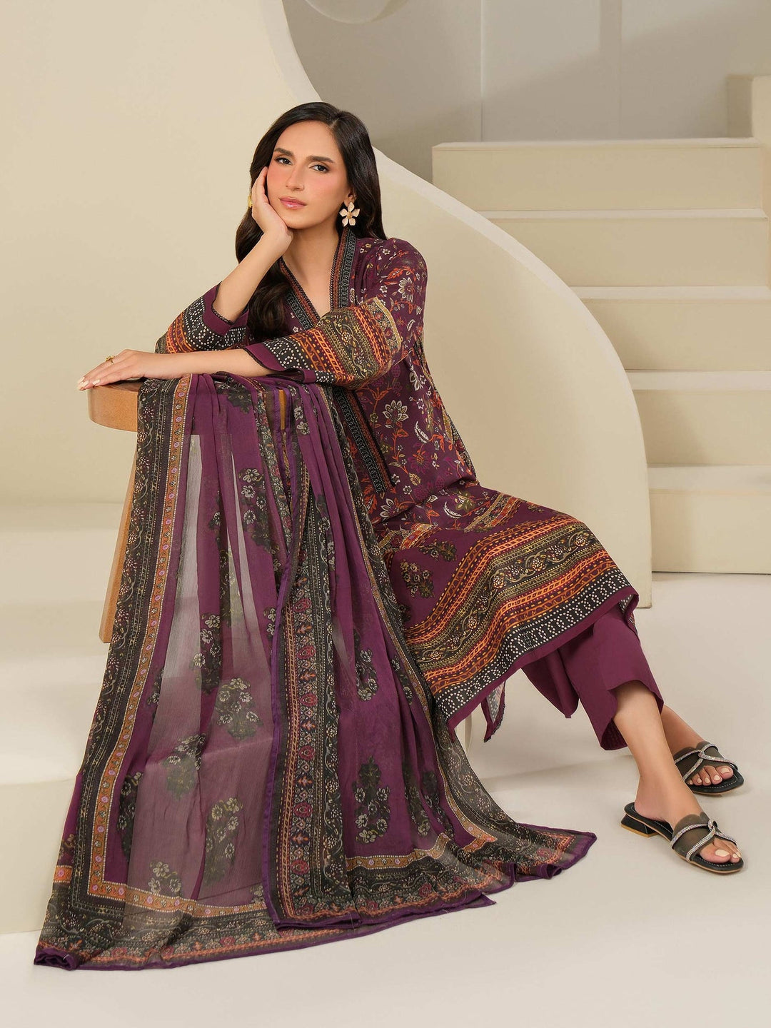 3 Piece Cambric Suit-Printed (Unstitched)