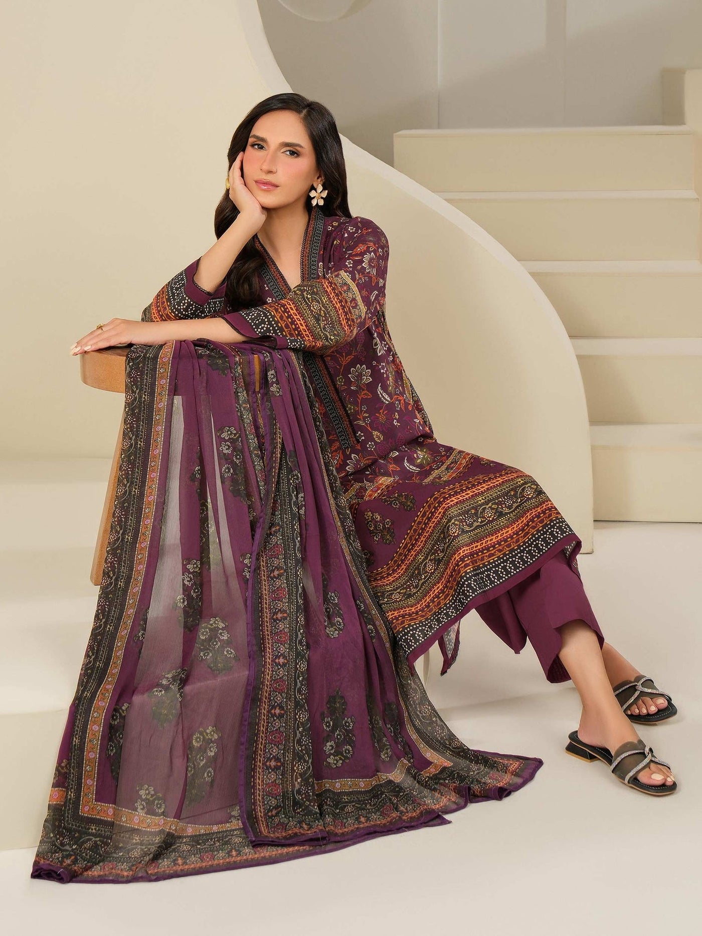 3 Piece Cambric Suit-Printed (Unstitched)